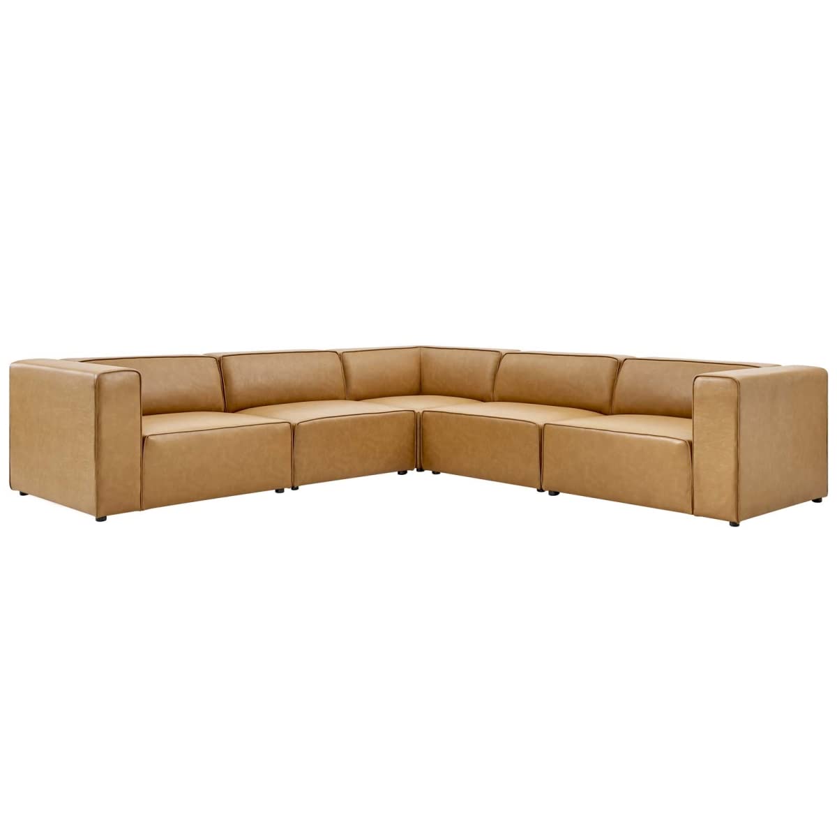 Modway Furniture Eei-4795-Tan Mingle Vegan Leather Sectional Sofa Tan - 5 Piece