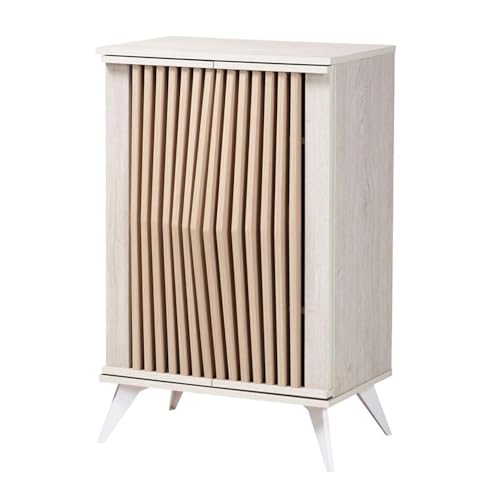 Baxton Studio Simona Mid-Century Modern Transitional Light Grey And Brown Wood 2-Door Storage Cabinet