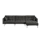 Acme Duzzy Reversible Sectional Sofa with 2 Pillows in Dark Gray Fabric