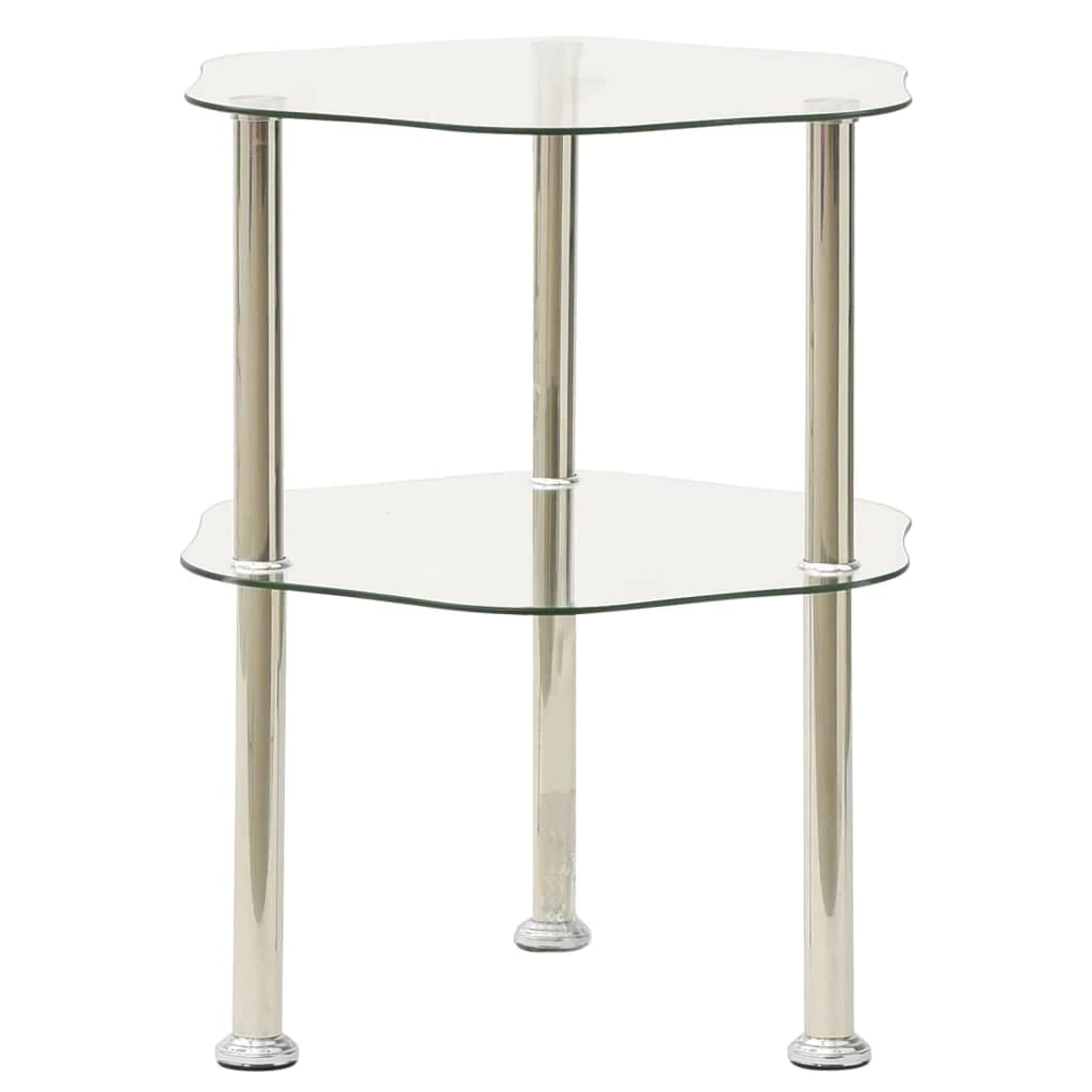 vidaXL 322790 2-Tier Side Table Transparent 38x38x50 cm Tempered Glass