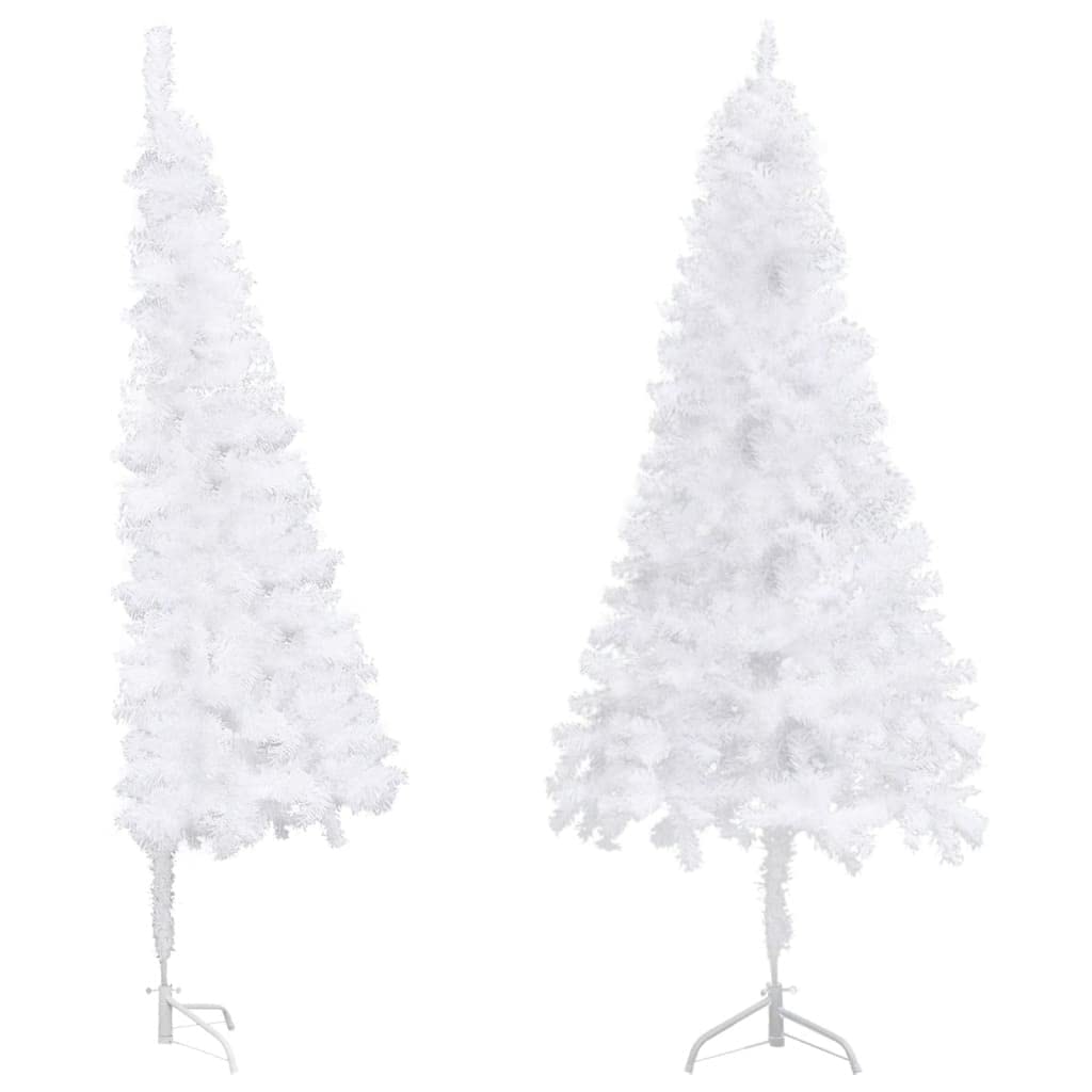 vidaXL Corner Artificial Christmas Tree, 5 ft PVC White - Lifelike Shape & Appearance, Adjustable Branches, Sturdy Steel Stand Included, Economical Christmas Decoration Solution.