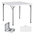 Zeny 34Inch Fold In Half Square Table, Portable Plastic Dining Card Table For Kitchen Or Outdoor Party Wedding Event, Bi-Folding Picnic Camp Dining Table, White