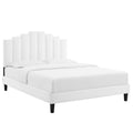 Modway Elise Channel Tufted Performance Velvet Full Platform Bed In White With Black Wood Legs, King