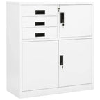 vidaXL Office Cabinet Home Indoor Locker File Document Adjustable Shelf Lock Office Filing Storage Cabinet Furniture White 40.2" Steel