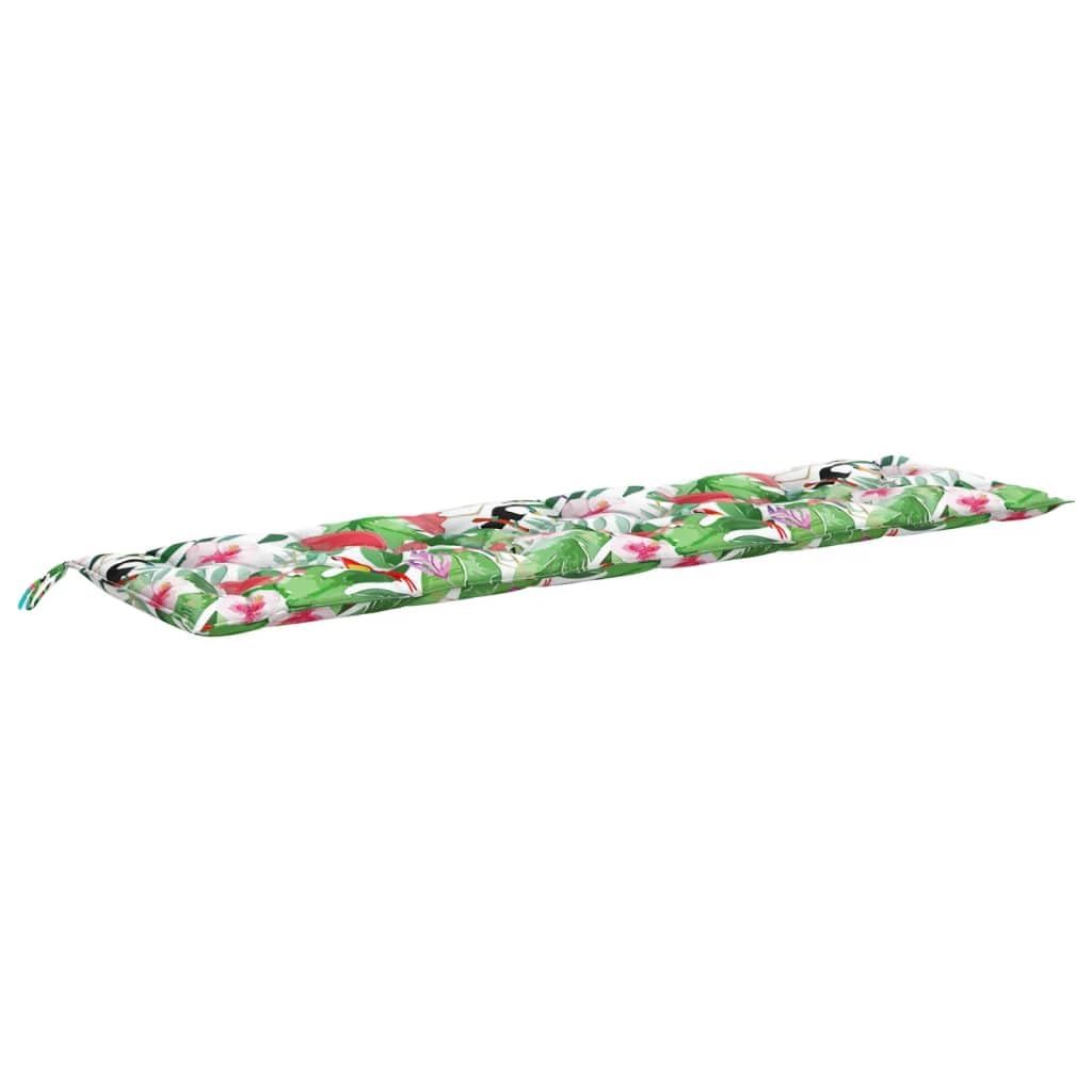vidaXL Garden Bench Cushion Multicolor- Large Polyester Bench Pad with Bird, Leaves, and Flowers Pattern - Ideal for Outdoor/Ind