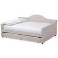 Baxton Studio Eliza Modern and Contemporary Light Beige Fabric Upholstered Queen Size Daybed with Trundle