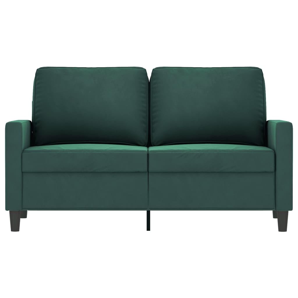 vidaXL 2-Seater Loveseat - Dark Green Velvet Settee with Sturdy Metal Frame - Cozy Foam Padded Couch for Living Room/Office