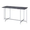 Acme Adelae Rectangular Faux Marble Top Sofa Table in Gray and Chrome