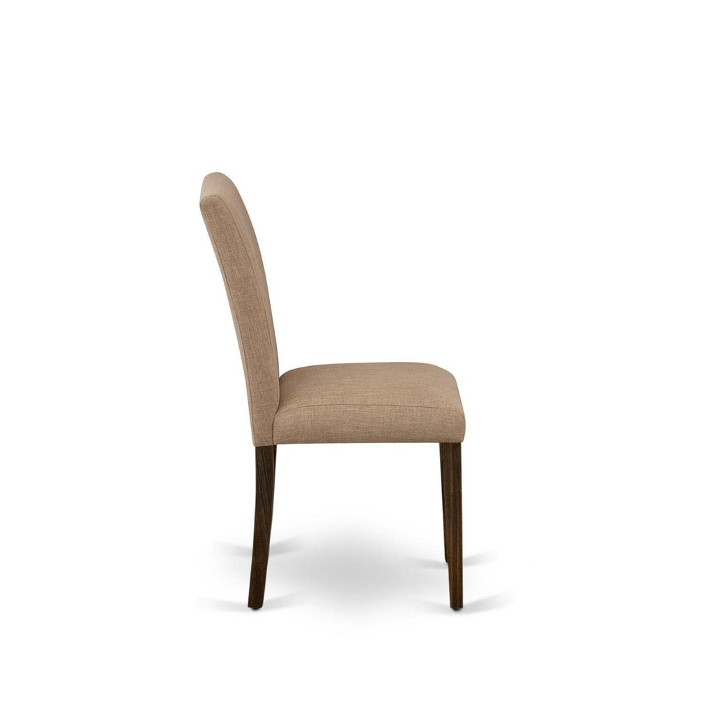 East West Furniture Abp7T47 Abbott Parson Kitchen Chairs - Light Sable Linen Fabric Padded Dining Chairs, Set Of 2, Jacobean