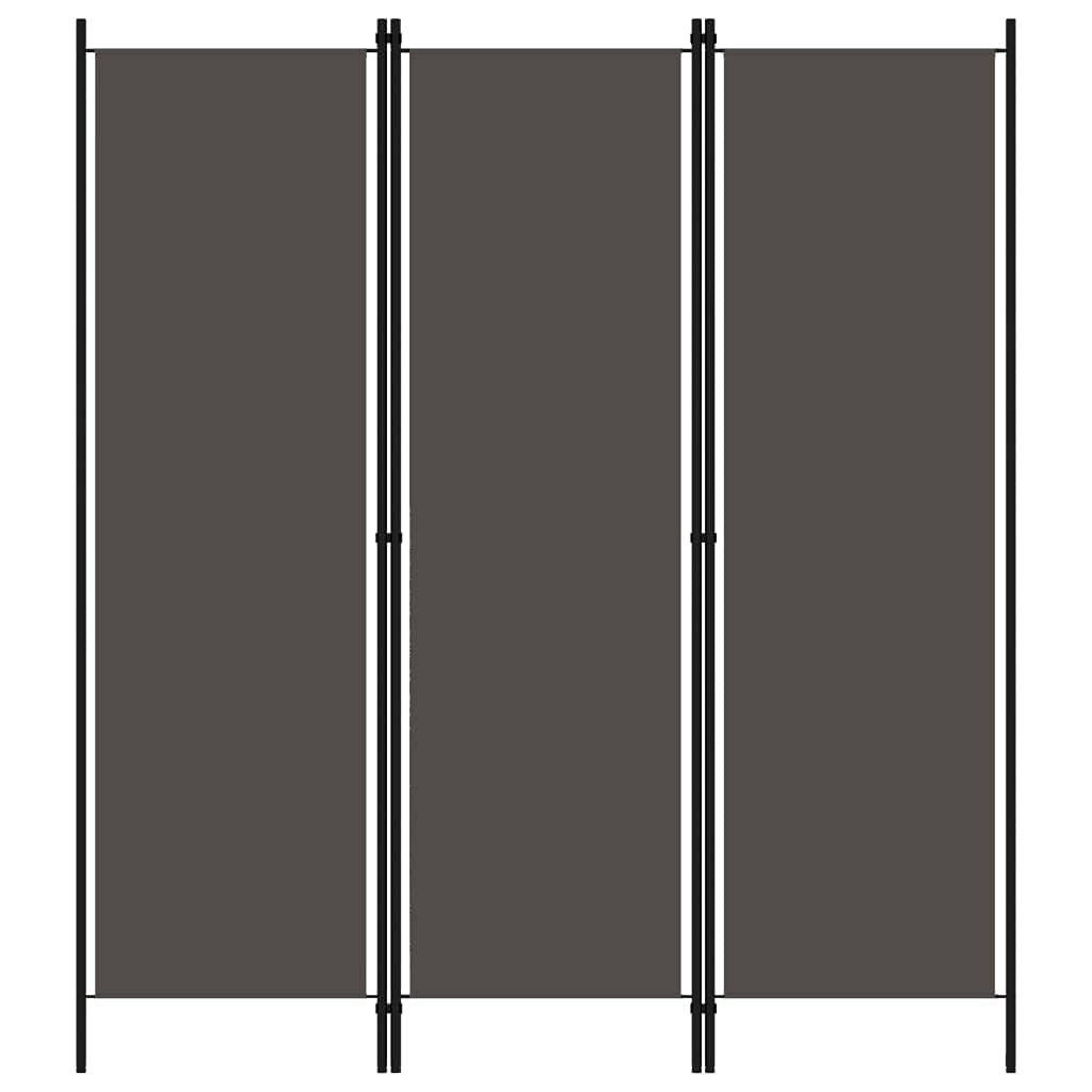vidaXL Anthracite 3-Panel Room Divider/Partition - 59.1&quot;x70.9&quot; - Powder-Coated Iron Frame, Fabric Screens - for Bedroom, Living Room or Office - Industrial, Modern Style, Easy Assembly