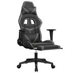 vidaXL Massage Gaming Chair for Adult, Reclining Computer Chair with Footrest and Headrest, Height Adjustable Office Chair with 360°-Swivel Castors, Black and Grey Faux Leather
