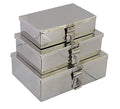 GvanyS Stainless Steel Storage Boxes,Cash Peti, Pooja Peti,Organizer, Vanity Box, Safe Locker Box Set of 3 pieces  7, 8 and 9