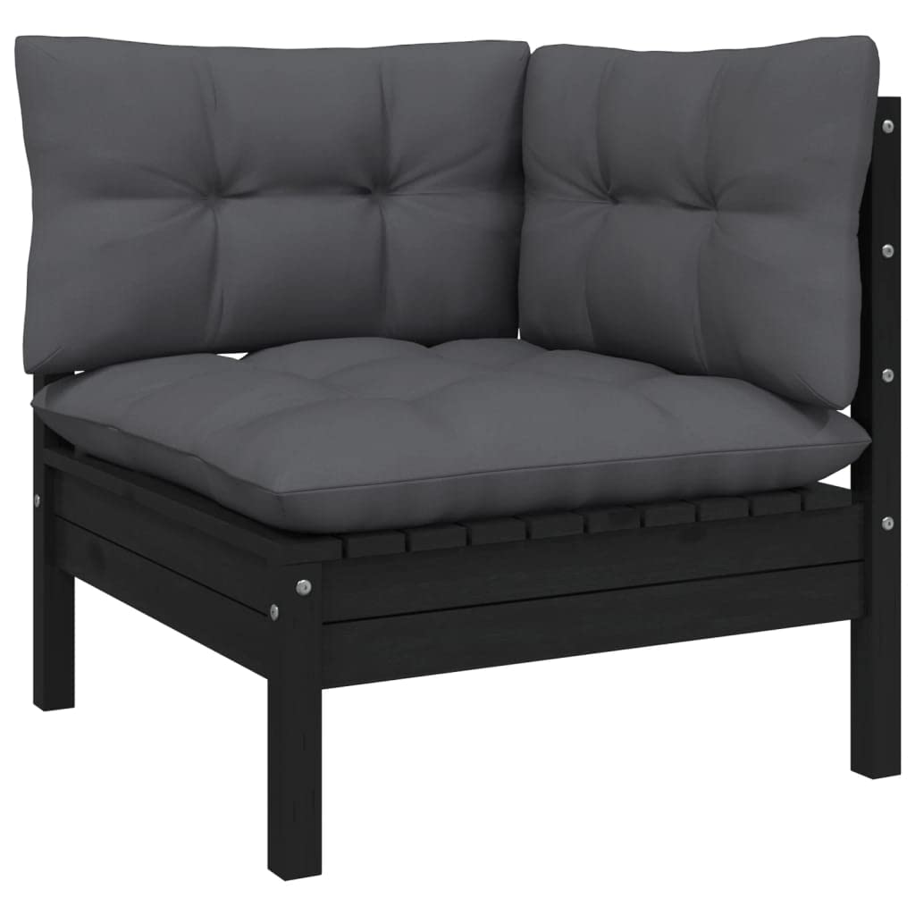 vidaXL Solid Wood Pine 2-Seater Patio Sofa with Anthracite Cushions Garden Outdoor Lawn Yard Terrace Balcony Wooden Seat Seating Sofa Furniture