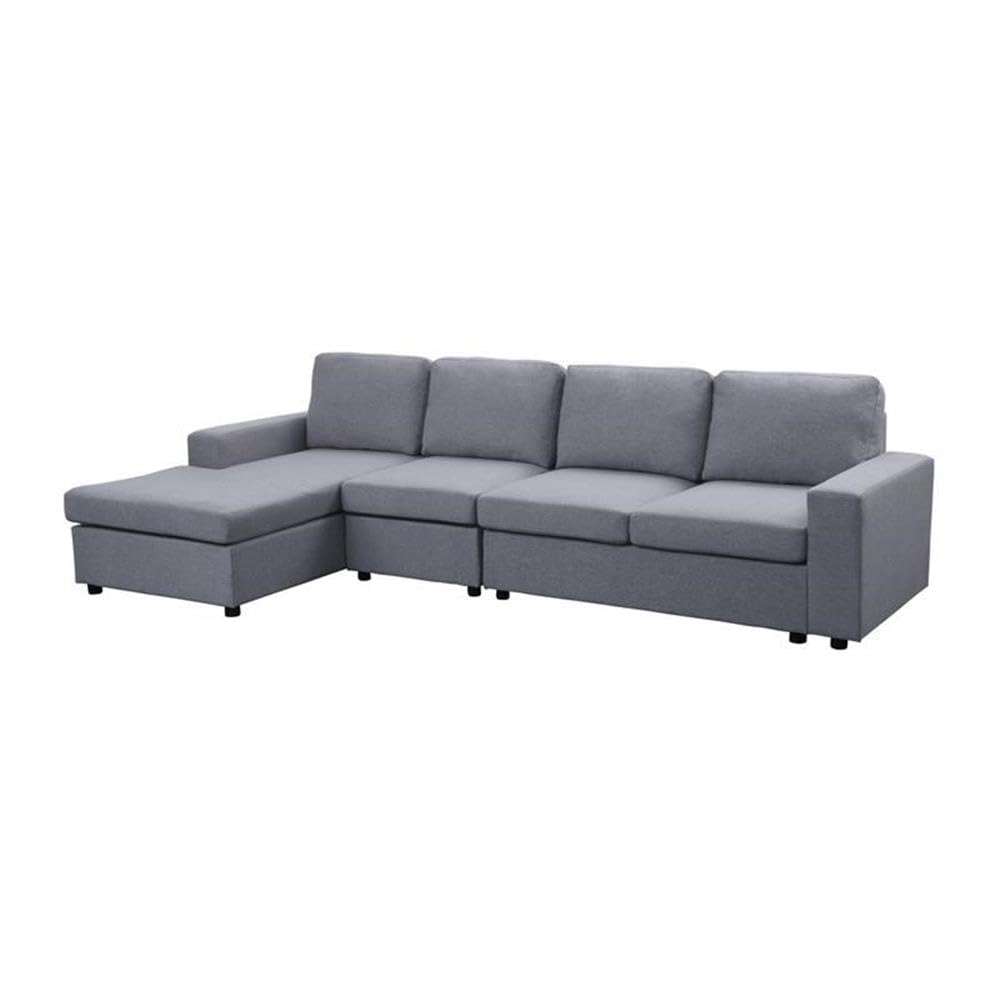 Lilola Home Bailey Light Gray Linen Reversible Modular Sectional Sofa Chaise