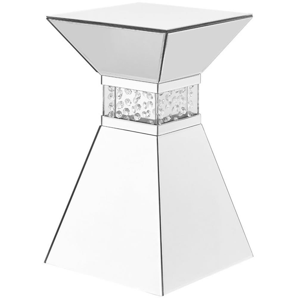 Elegant Decor Modern 20&quot; Clear Crystal Mirrored Accent Pedestal End Table