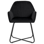 vidaXL Black Velvet Dining Chairs-Set of 2 Modern Side Chairs with Armrests for Living Room-Kitchen-Seating-Accent Furniture with Steel Legs