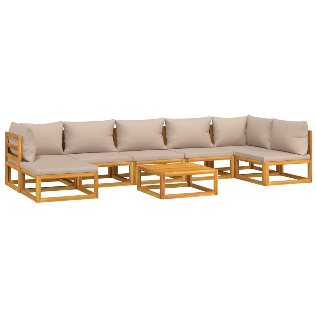 vidaXL 8 Piece Patio Lounge Set with Taupe Cushions Solid Wood
