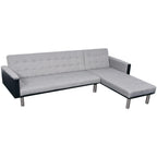 vidaXL L-Shaped Sofa Bed Fabric Black and Gray