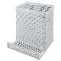 Urban Collection Punched Metal Pencil Cup/Cell Phone Stand, 3 1/2 X 3 1/2, White