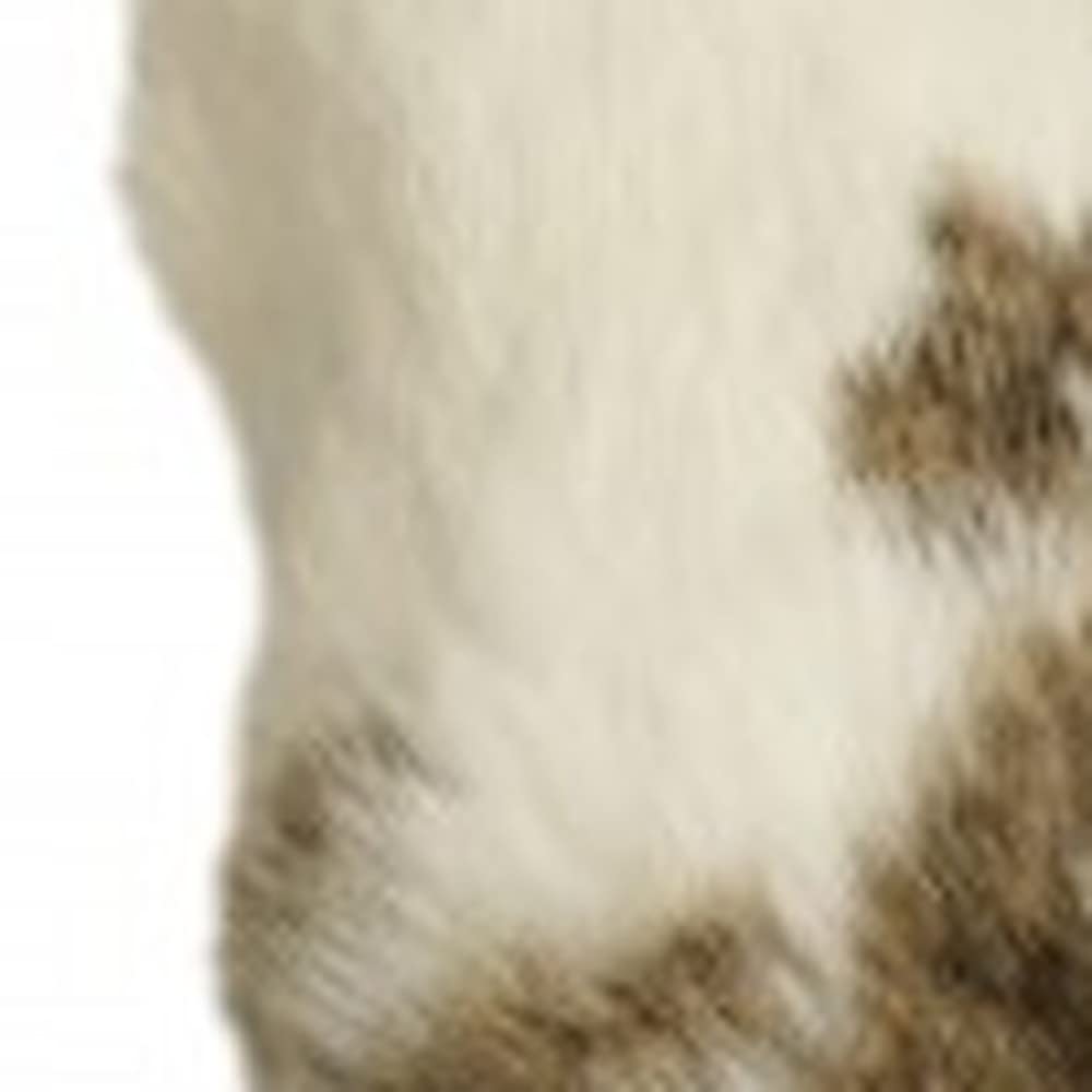 HomeRoots 100% Natural Rabbit Fur and Microsuede Set of Two 18' X 18' Brown and White Rabbit Natural Fur Animal Print Throw Pillows