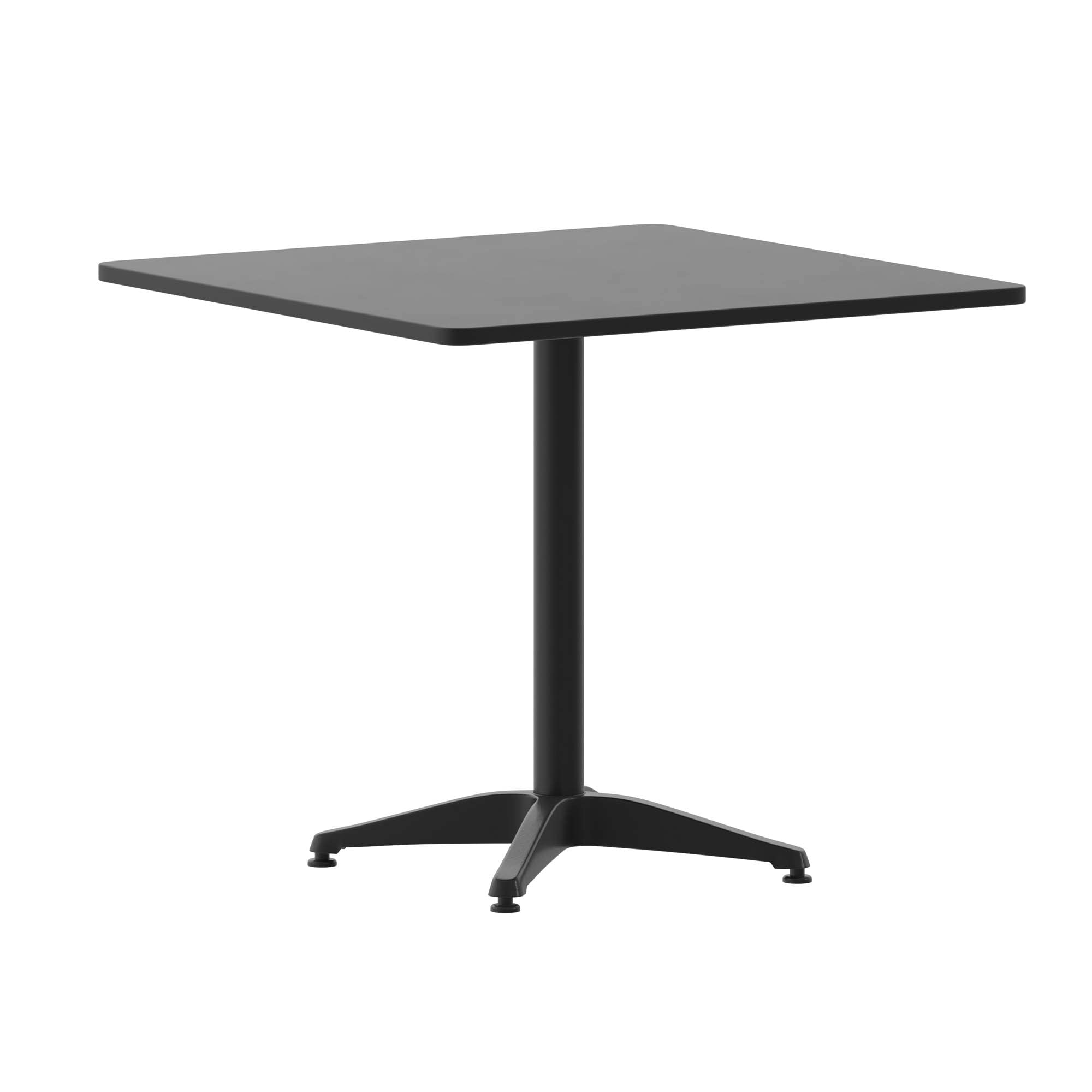 Flash Furniture Mellie 31.5 Square Aluminum Indoor-Outdoor Table with Base, Black