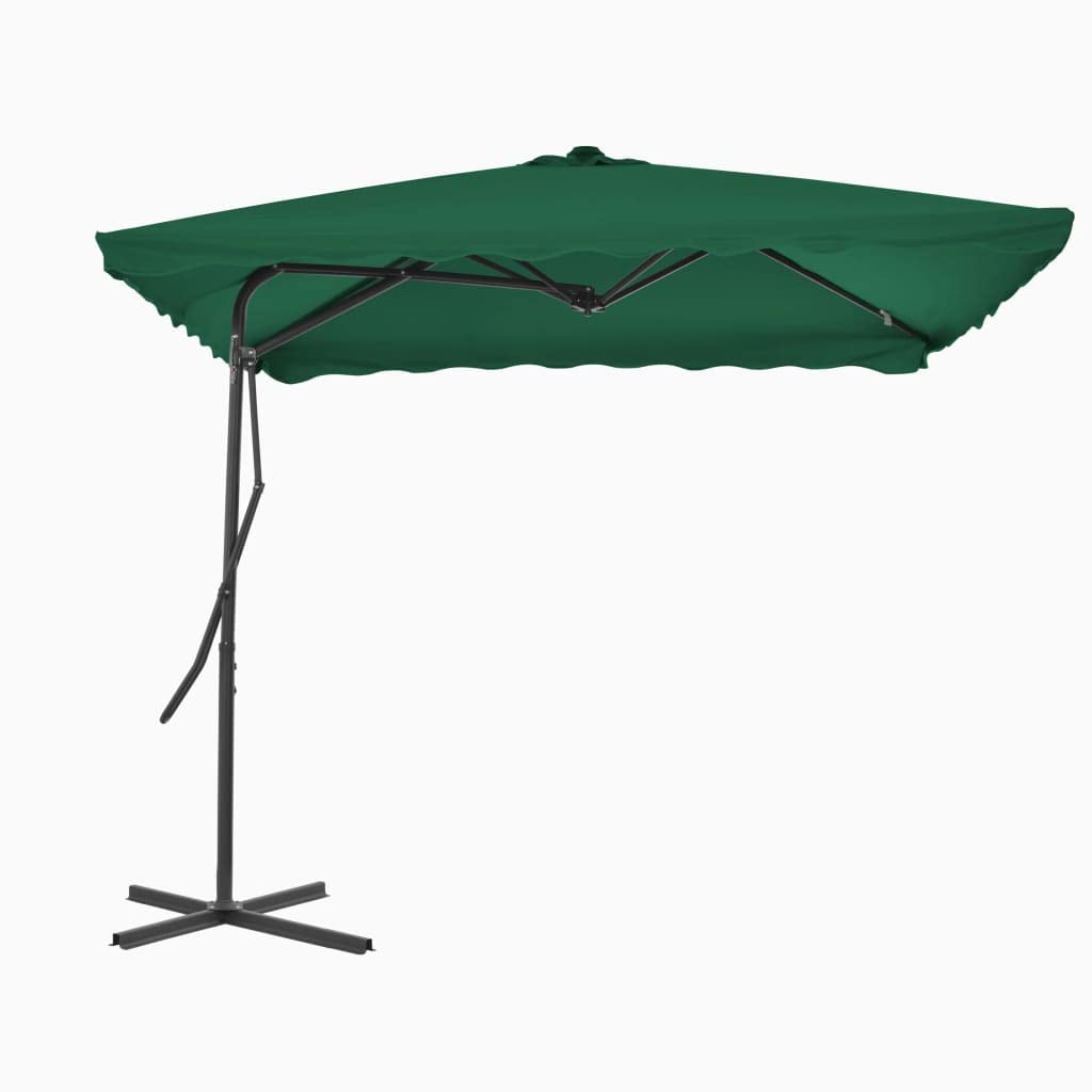 vidaXL Square Outdoor Parasol with Steel Pole, 360 Rotate, UV Protective, Anti-fade Polyester Canopy, 98.4&quot;x98.4&quot;, Elegant Lightweight Design, Easy Assembly, Durable and Stable, Green