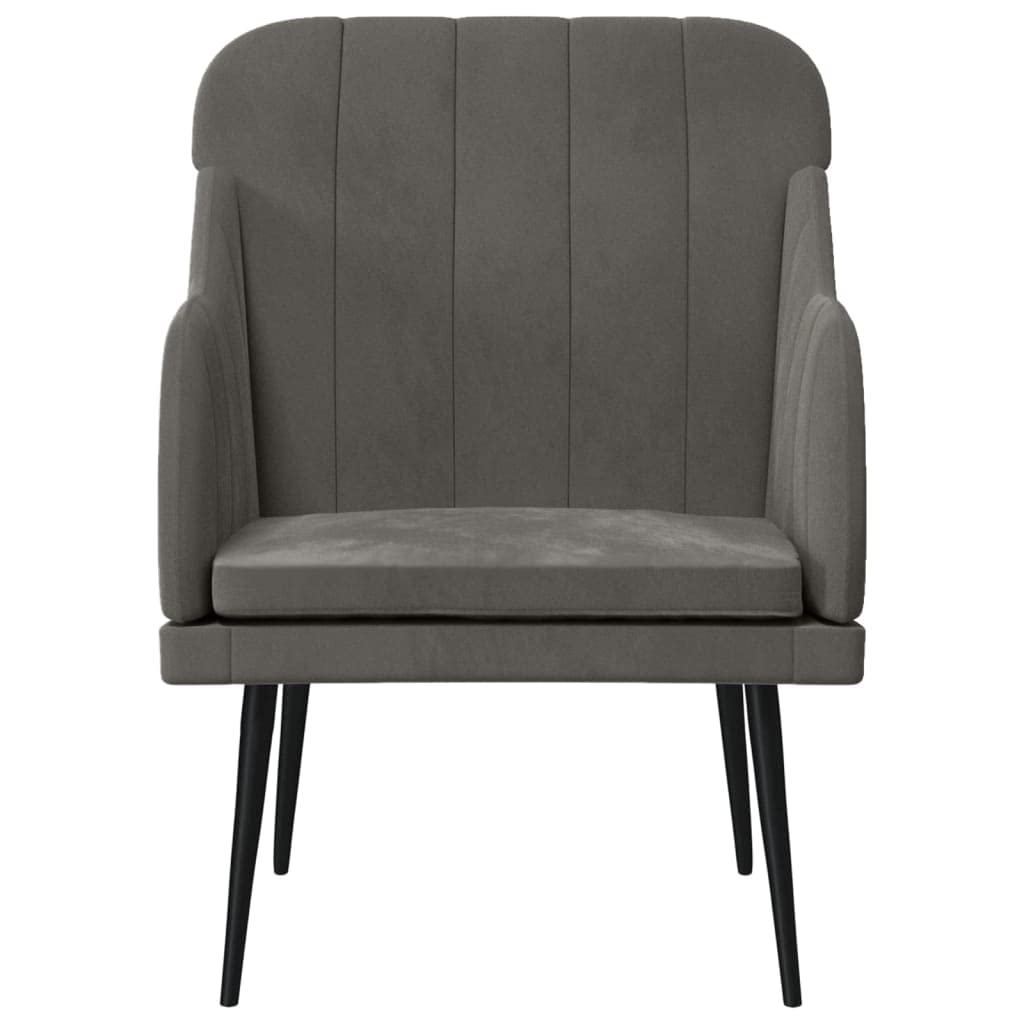 vidaXL Velvet Armchair with Metal Frame - Dark Gray - 24.8&quot;x29.9&quot;x31.5&quot; - Comfortable Relaxing Chair with Upholstered Sloping Back and Padded Seat and Armrests