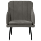 vidaXL Velvet Armchair with Metal Frame - Dark Gray - 24.8"x29.9"x31.5" - Comfortable Relaxing Chair with Upholstered Sloping Back and Padded Seat and Armrests