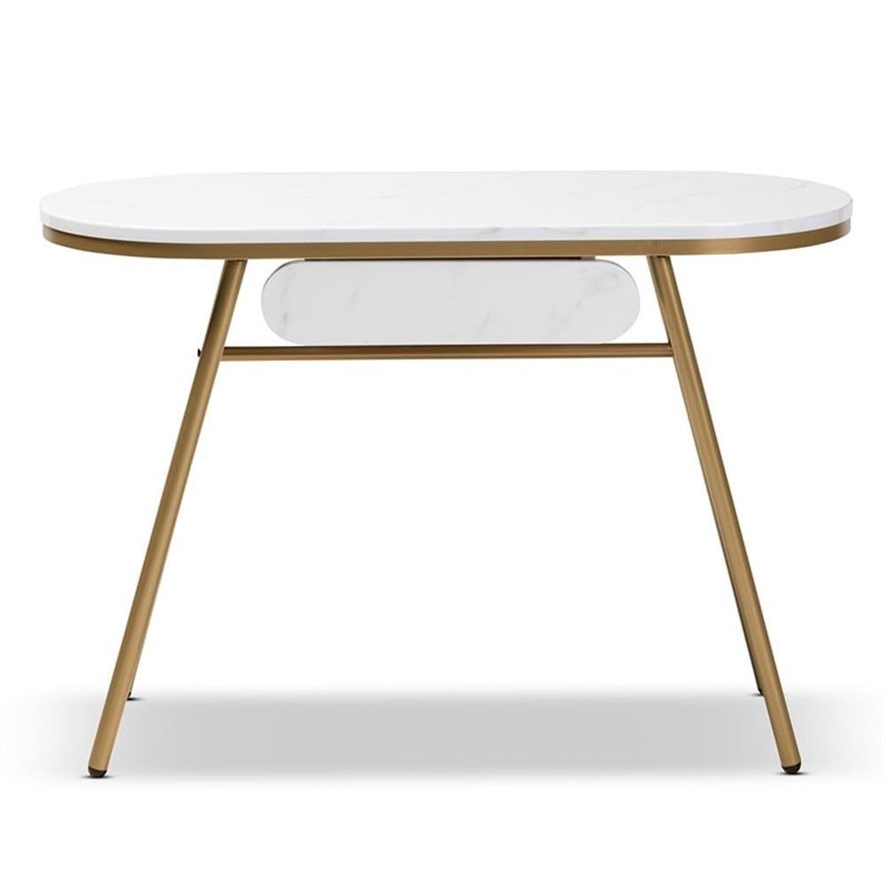 Baxton Studio Mabel Modern and Contemporary Gold Finished Metal Console Table With Faux Marble Tabletop