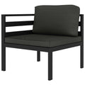 vidaXL Anthracite Sectional Corner Sofa 1 pc - Weather-Resistant Aluminum Patio Furniture with Removable Cushions, Suitable for Indoor and Outdoor Use