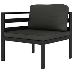 vidaXL Anthracite Sectional Corner Sofa 1 pc - Weather-Resistant Aluminum Patio Furniture with Removable Cushions, Suitable for Indoor and Outdoor Use