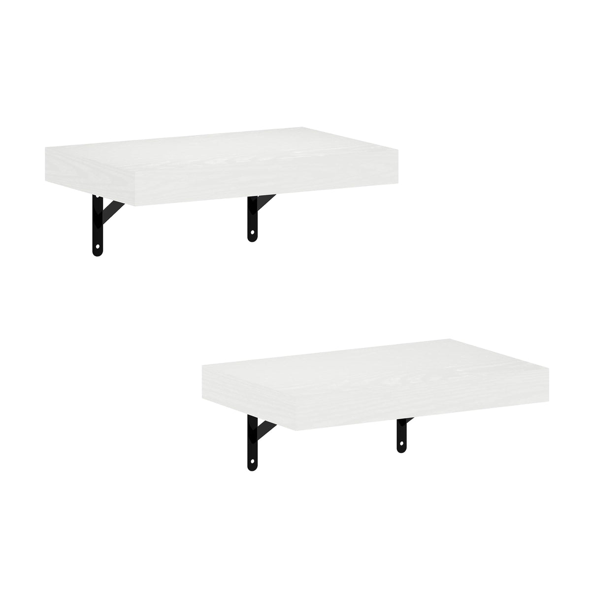 Furinno Tanna 15-Inch Wall Mounted Floating Display Shelves, White Texture, Set of 2