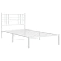 vidaXL White Metal Bed Frame-Single Size with Headboard-Modern Steel Construction-Powder-Coated-81.5" x41.3 x35.4