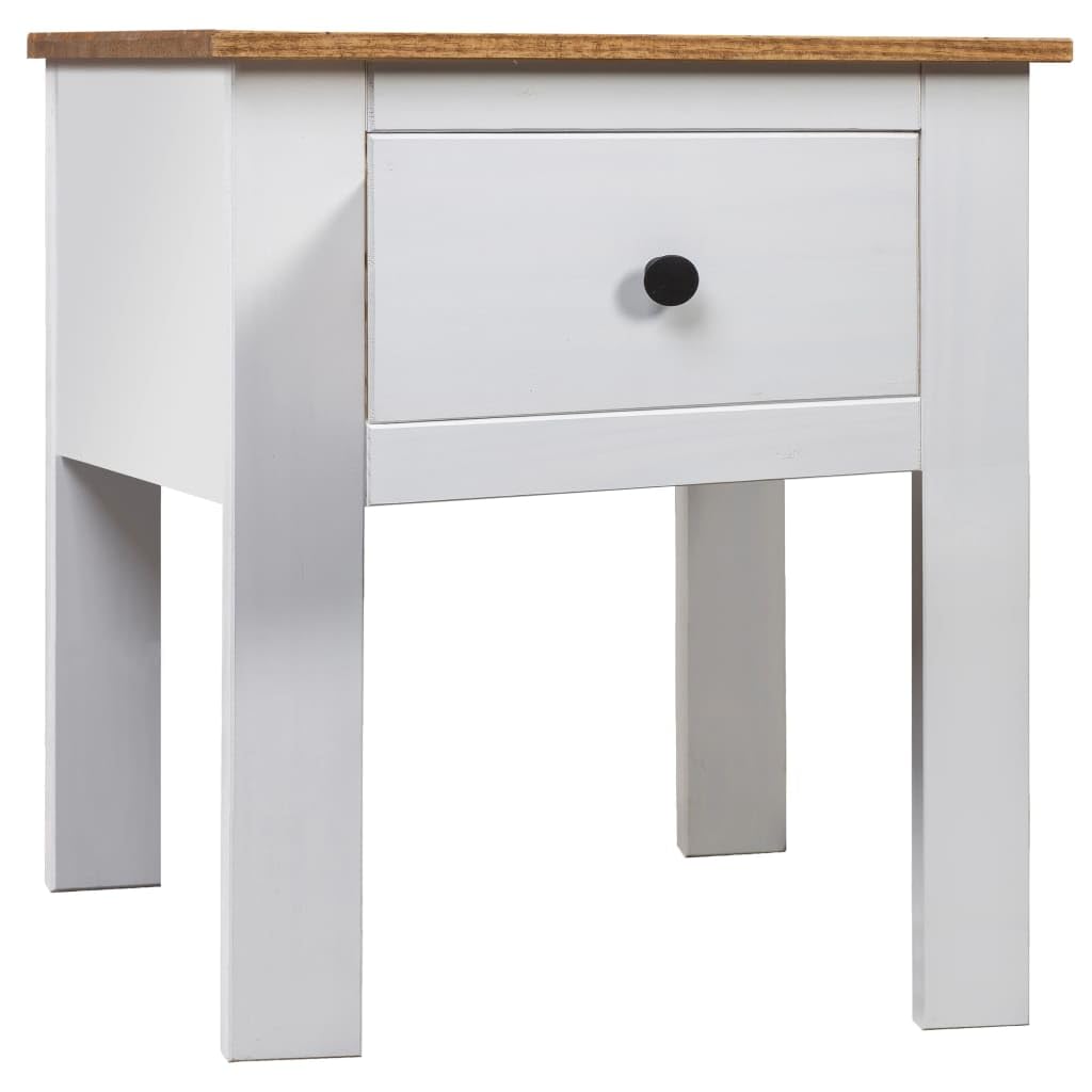 vidaXL Bedside Cabinet - Solid Pinewood Nightstand with Drawer, White and Natural Finish, Panama Range, Size: 18.1&quot;x15.7&quot;x22.4&quot;, Also Usable as Couch Table