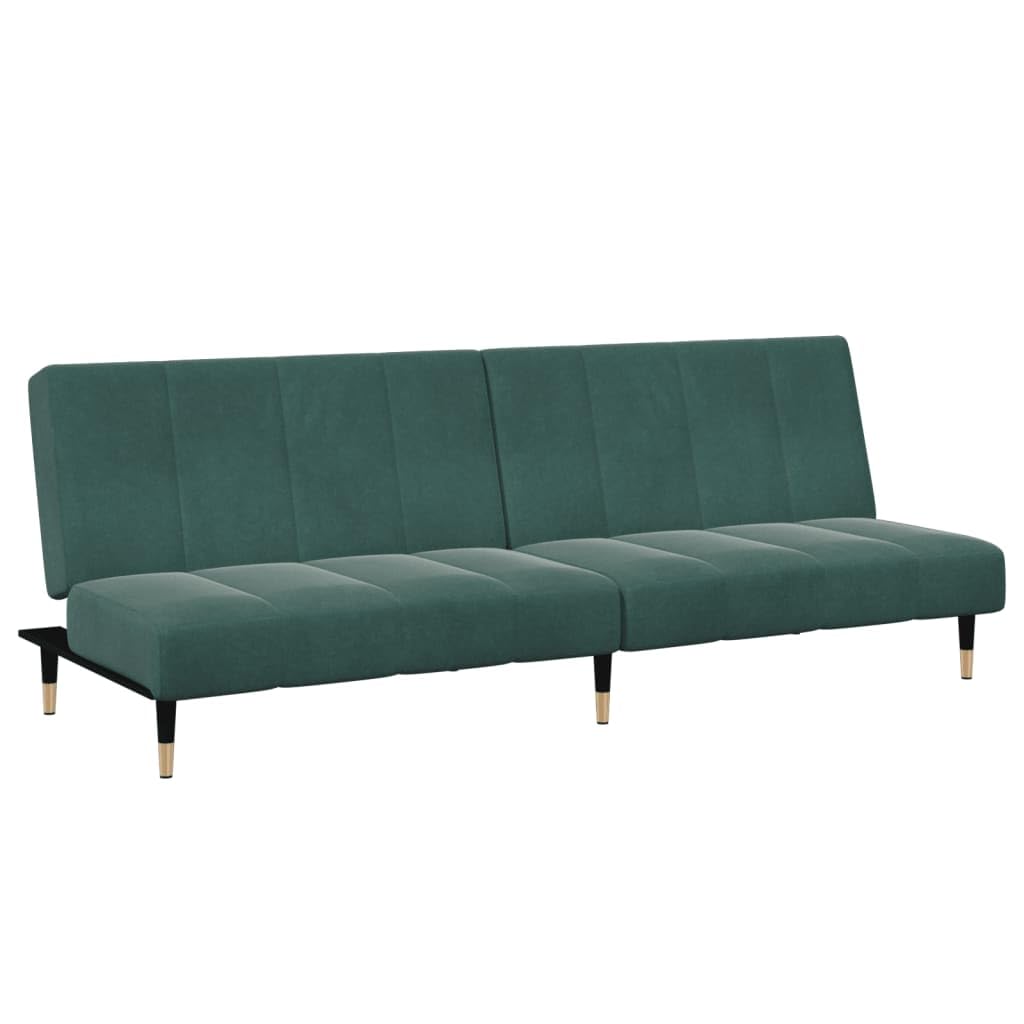 vidaXL 2 Seater Sofa Bed with Footstool Dark Green Velvet