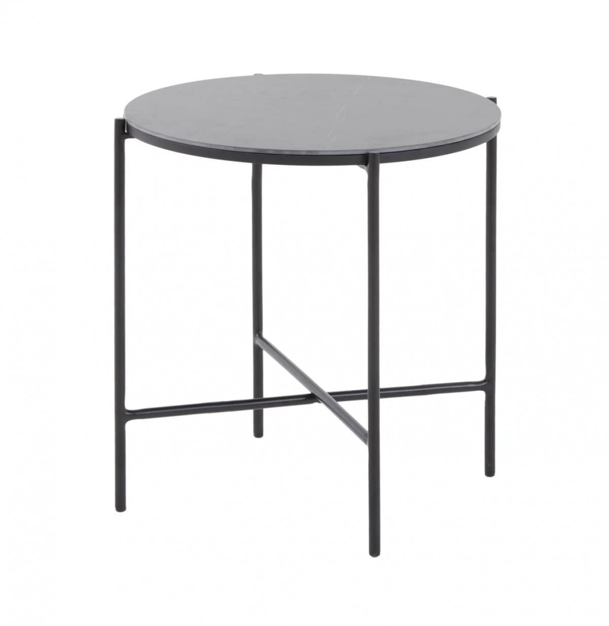 HomeRoots Modern Industrial Black Round Ceramic Side Table