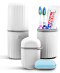 iSTAR Plastic Capsule Shape Travel Toothbrush Toothpaste Case Holder with Soap Container Combo Pack | Toothbrush Holder for Camp