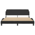 vidaXL Faux Leather Bed Frame - 59.8x79.9 Black/White - Fashionable Waved Design Headboard, Easy Maintenance, Sturdy Support Legs, Plywood Slats