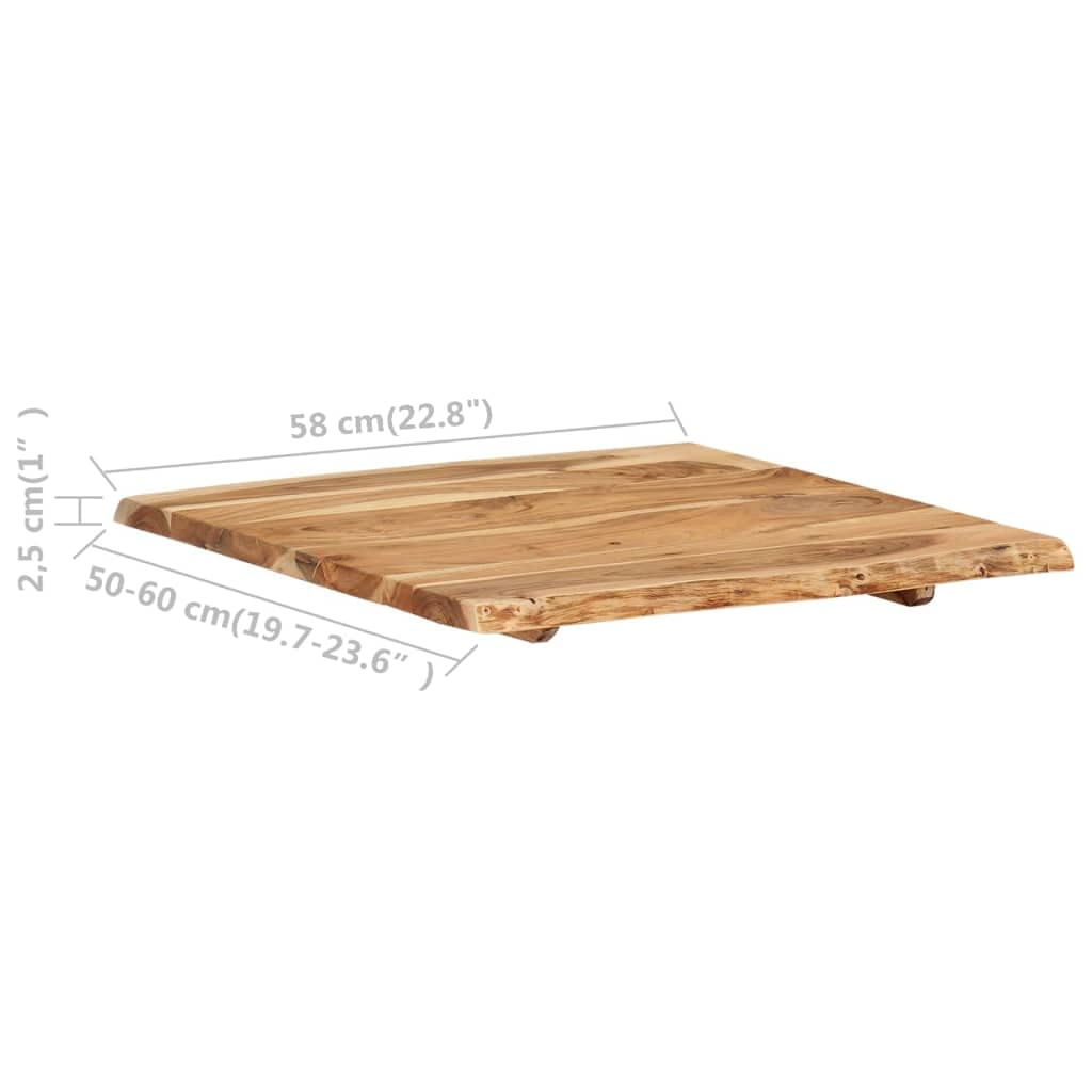 vidaXL Rectangular Solid Acacia Wood Table Top - Polished, Painted, Lacquered, Live Edge, Multi-Purpose, Versatile 31.5&quot; x(19.7&quot;-23.6&quot;) x1