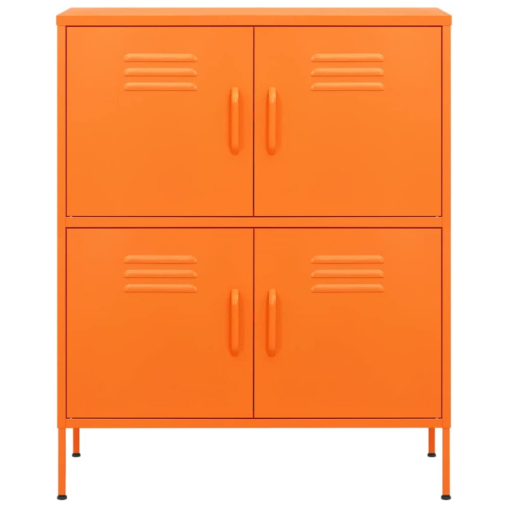 vidaXL Orange Steel Storage Cabinet with 2 Adjustable Shelves – 31.5&quot;x13.8&quot;x40&quot; – Industrial Style – Assembly Required