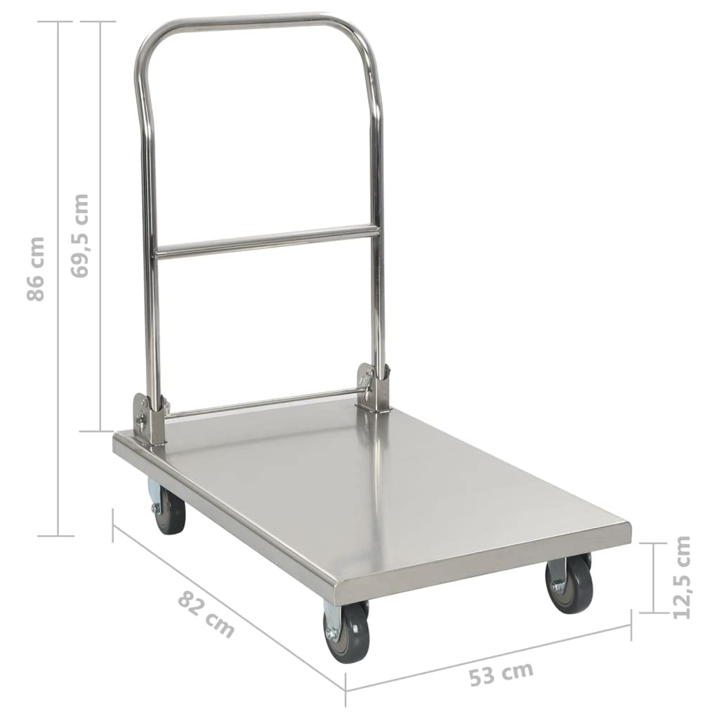 Platform Truck Collapsible Wagon Folding Hand Dolly 440lb Stainless Steel vidaXL