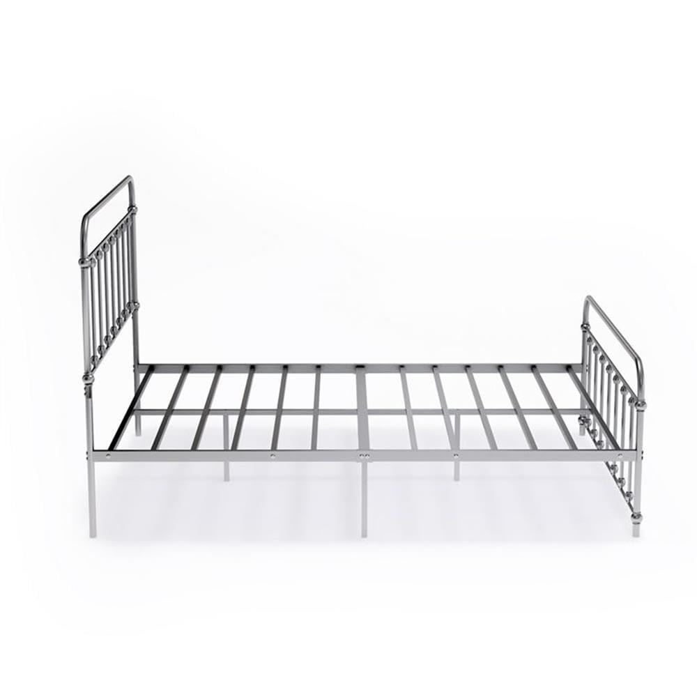 East West Furniture GDFBSIL Garland Full Bed Frame with 6 Metal Legs - Magnificent Bed Frame in Powder Coating Silver Color