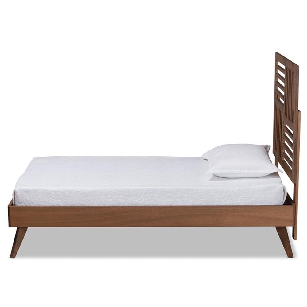 Baxton Studio Gemma Mid-Century Modern Transitional Walnut Brown Finished Wood Twin Size Platform Bed