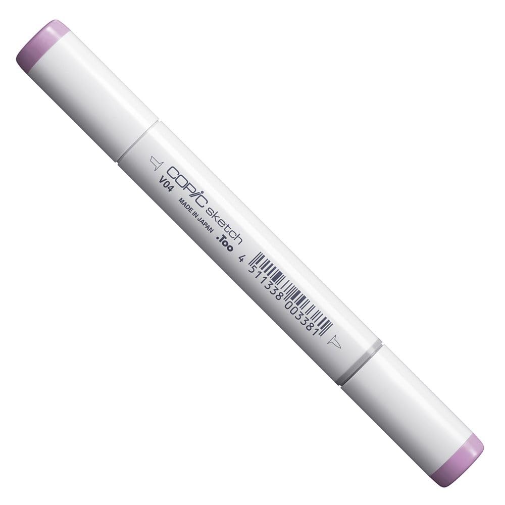 Copic Sketch Marker, Oval Shaped Barrel, Medium Broad And Super Brush Nibs, V04 Lilac (V04-S)