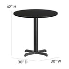 Flash Furniture 30'' Round Black Laminate Table Set with X-Base and 4 Ladder Back Metal Barstools - Black Vinyl Seat