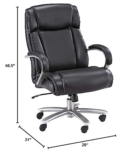 Safco Big & Tall High-Back Swivel Executive Task Chair With Bonded Leather Seating, 500Lb Weight Capacity, Adjustable Height & Tilt, Work Or Home Office