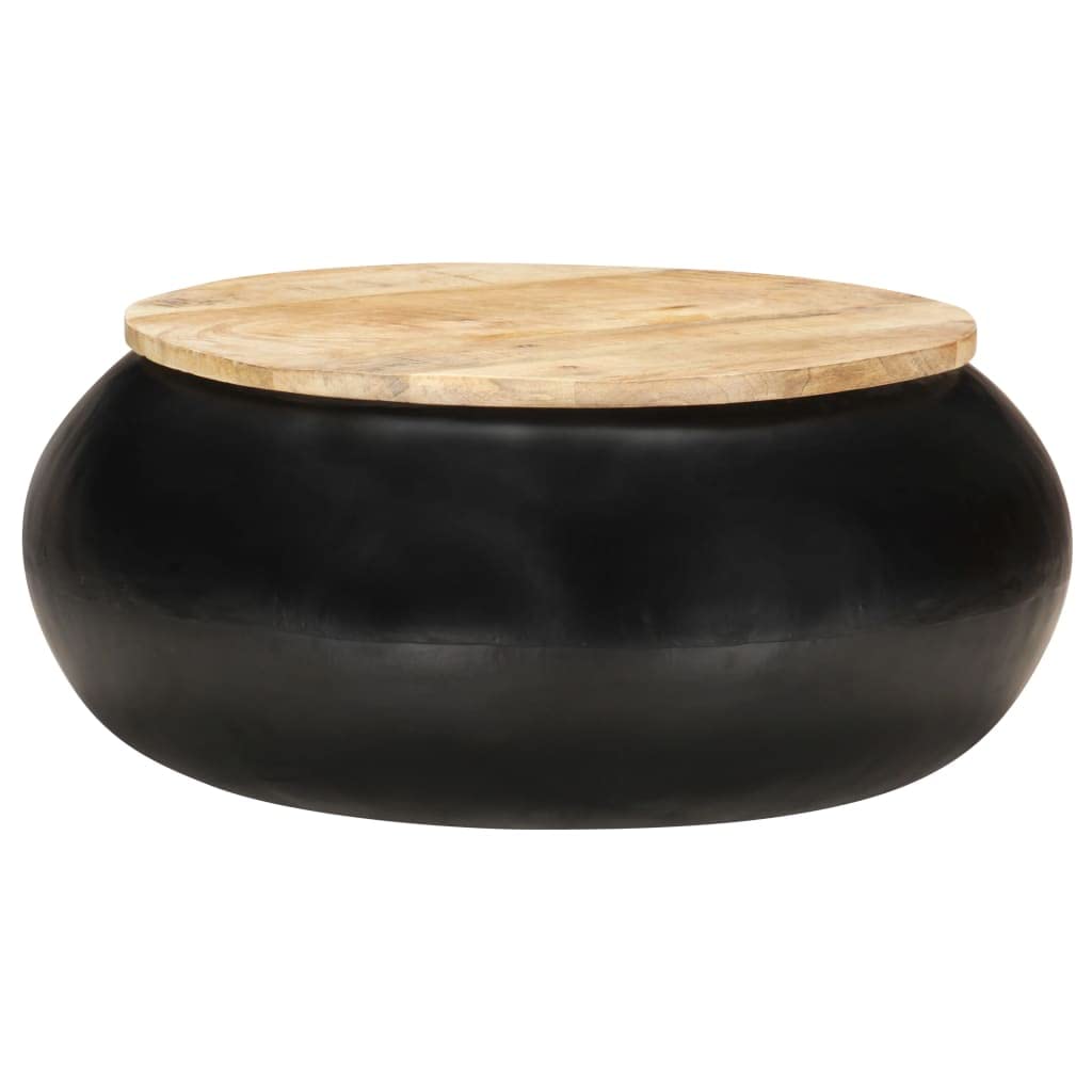 Vidaxl Coffee Table Black 26.8&quot;X26.8&quot;X11.8&quot; Solid Mango Wood