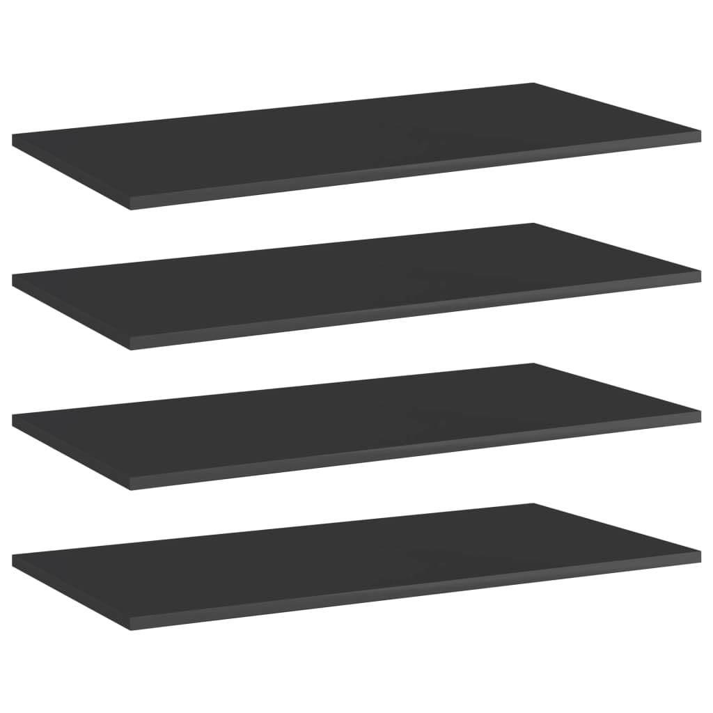 vidaXL Engineered Wood Bookshelf Boards, Black - 4 pcs Set, Heavy-Duty Replacement/Additional Boards for Storage Shelves