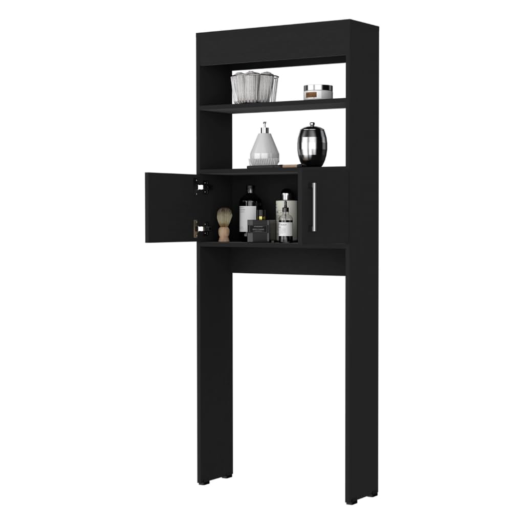 Over The Toilet Cabinet Jozz, Double Door, Two Shelves - Black