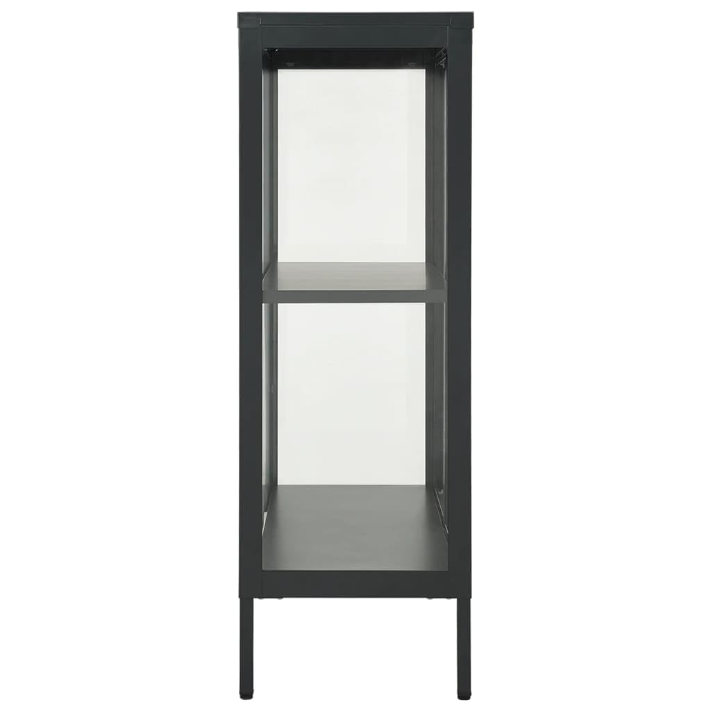 vidaXL Anthracite Sideboard with Adjustable Shelves, Glass Door - Stylish Steel Cabinet for Storage and Display in Home Office, Libraries